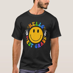 Hello First Grade Smile Face Back To School Teach T-Shirt