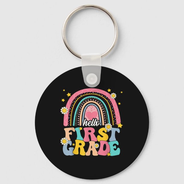 Hello First Grade Team 1st Grade Back To School Te Key Ring (Front)