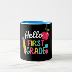 Hello First Grade Team 1st Grade Back to School Two-Tone Coffee Mug
