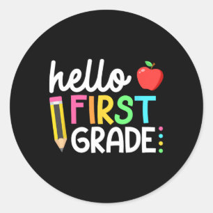 Hello First Grade Team 1st Grade Byck To School Te Classic Round Sticker