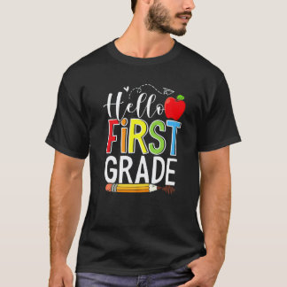 Hello First Grade Team 1st Grade Teacher Kids Back T-Shirt