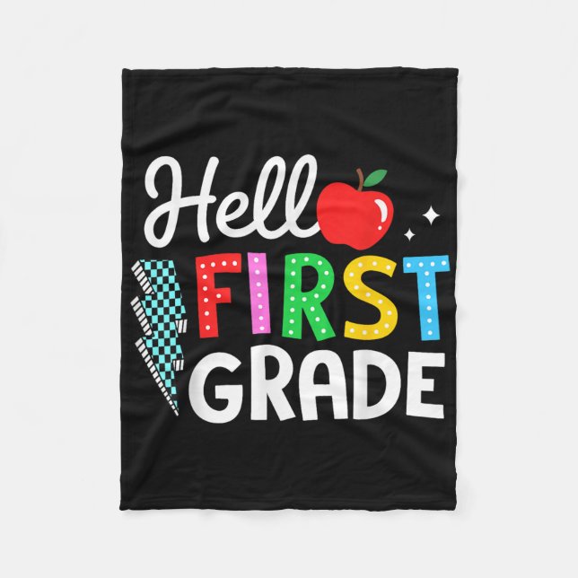 Hello First Grade Team Back To School Tee Teacher  Fleece Blanket (Front)