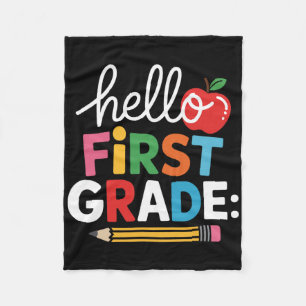 Hello First Grade Team Squad Back To School Teache Fleece Blanket