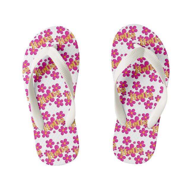 Hello. floral nursery pattern. kid's thongs (Footbed)