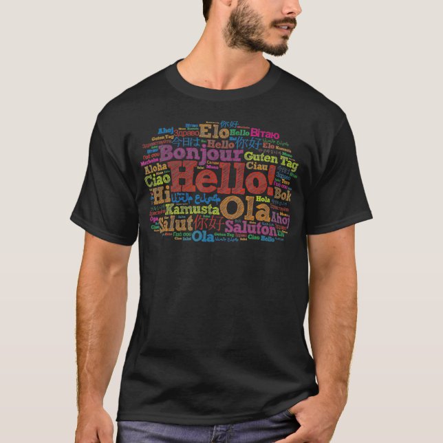 Hello Foreign Languages T shirt _1  (Front)