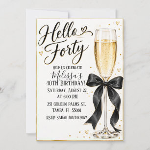 Hello Forty 40th Birthday Invitation