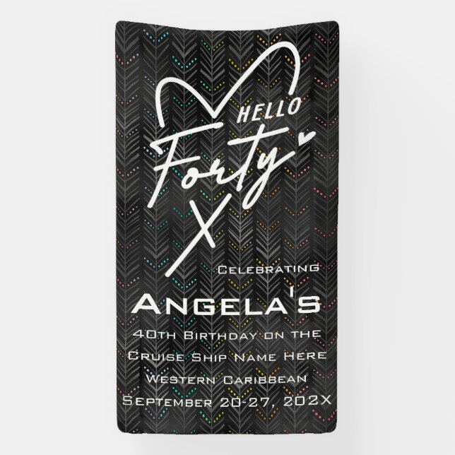 Hello Forty Birthday Cruise Door Banner (Vertical)