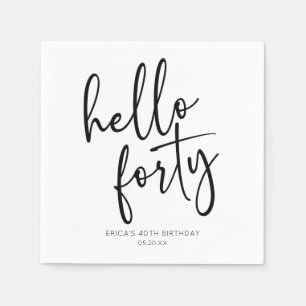 Hello Forty Minimalist 40th Birthday Party Napkin