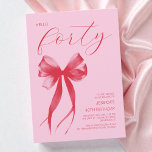 Hello Forty Modern Bow Pink 40th Birthday Party Invitation<br><div class="desc">Hello Forty Modern Bow Pink 40th Birthday Party Invitation.

Make it yours with easy customisation. Need a custom order? Just send us a message,  we’re here to help. Kindly note that response times may vary slightly due to the time difference.</div>