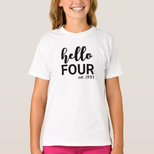 Hello Four Personalised  Birthday T-Shirt