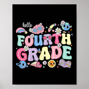 Hello Fourth 4th Grade Back To School Teacher Kids Poster