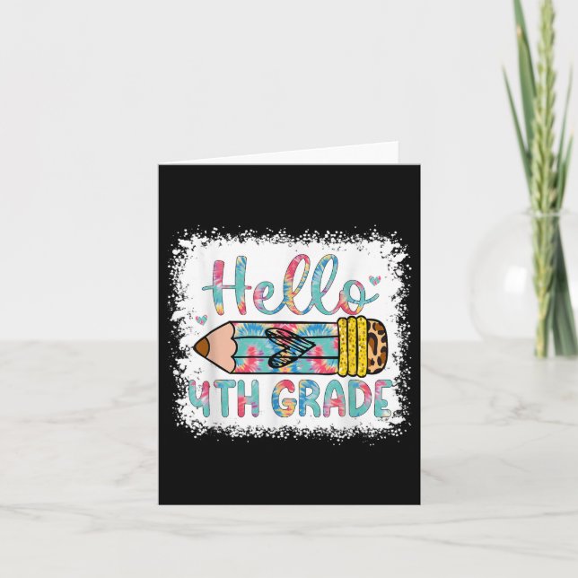 Hello Fourth Grade Back To School 4th Grade Studen Card (Front)