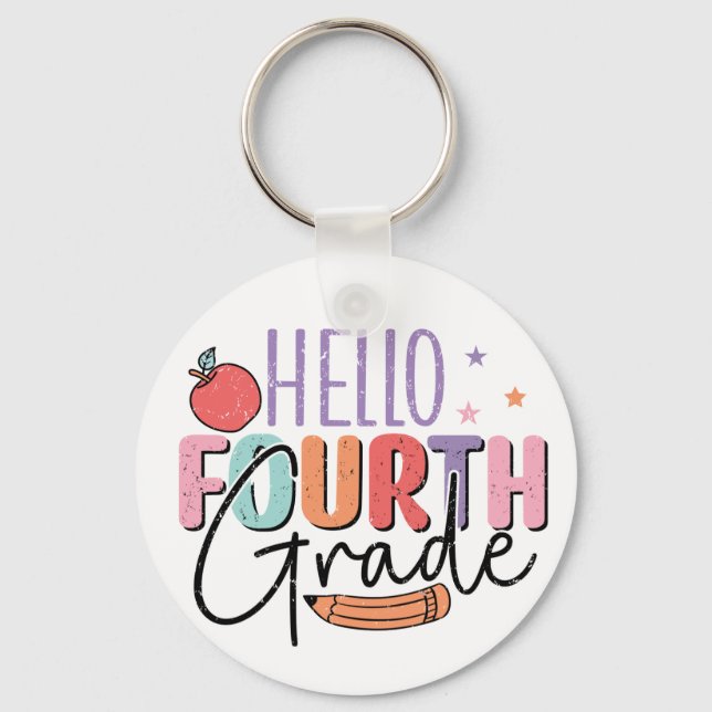 Hello Fourth Grade Back to School Key Ring (Front)