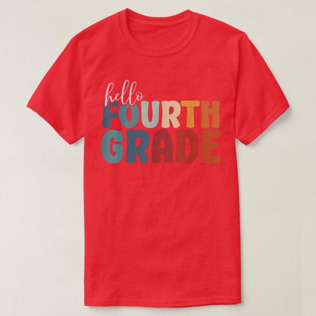 Hello Fourth Grade Boho Back To School Students Te T-Shirt (Design Front)