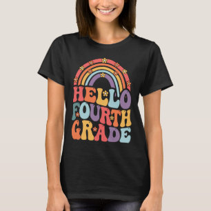 Hello Fourth Grade Boho Rainbow Back To School T-Shirt