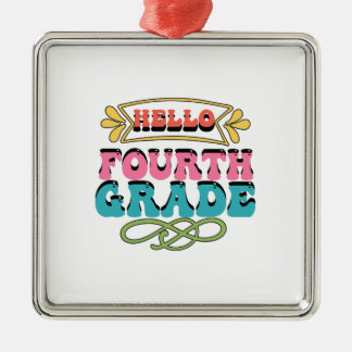 Hello Fourth Grade Metal Ornament
