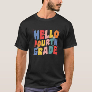 Hello Fourth Grade Teacher Kids Groovy Retro Hello T-Shirt