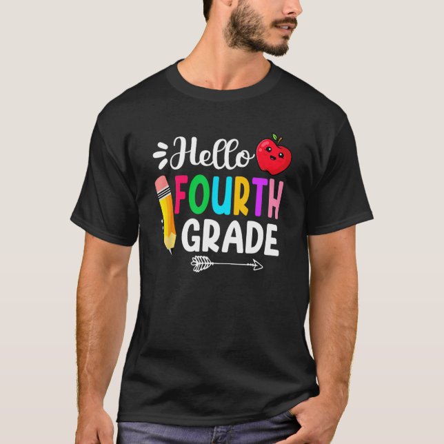 Hello Fourth Grade Team 4th Grade Back To School T T-Shirt (Front)