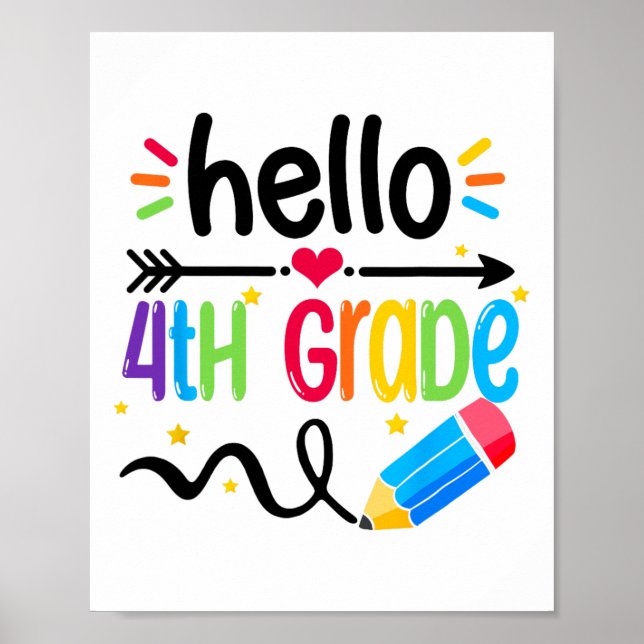 Hello Fourth Grade Team 4th Grade Ck To School Tea Poster (Front)