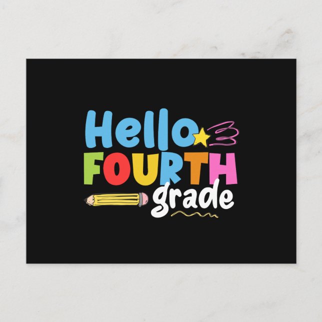 Hello Fourth Grade Team 4th Grade Vibes First Day  Postcard (Front)