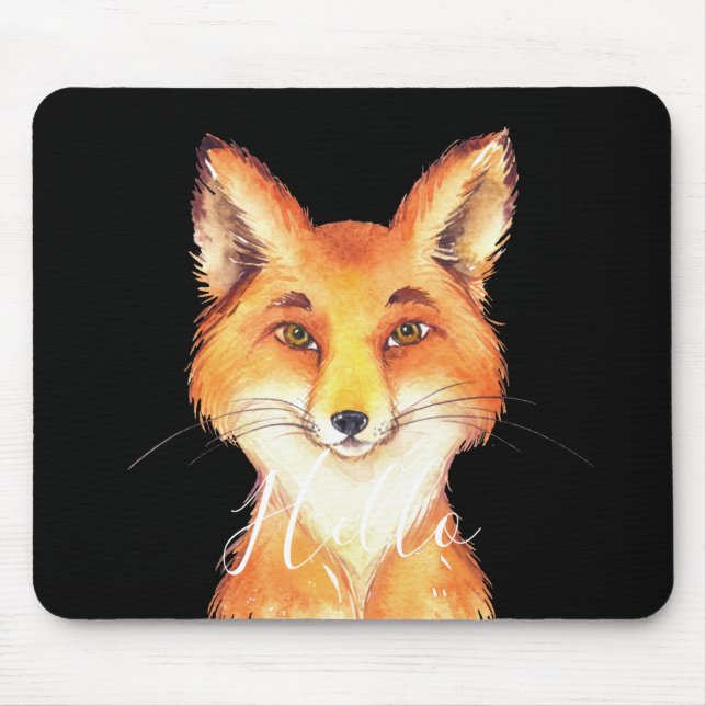 Hello Fox Mouse Pad (Front)