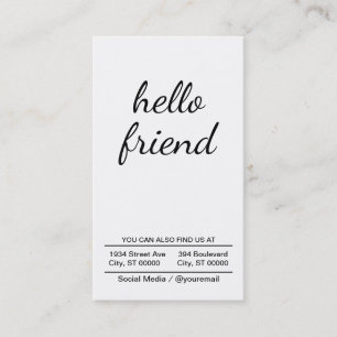 hello friend business card