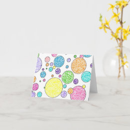 "Hello, Friend!" Colourful Bubbles Notecard
