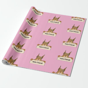 Hello Friend Funny Squirrel Holding Sign Wrapping Paper