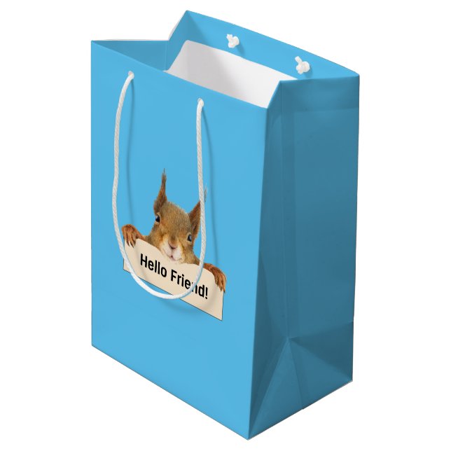 Hello Friend Funny Squirrel  Medium Gift Bag (Back Angled)