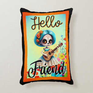 Hello Friend Sugar Skull  Decorative Cushion