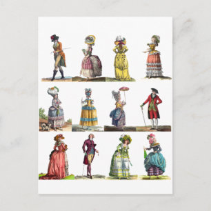 Hello Friendship Regency Fashion Bonjour Greeting Postcard