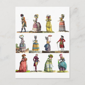 Hello Friendship Regency Fashion Bonjour Greeting Postcard