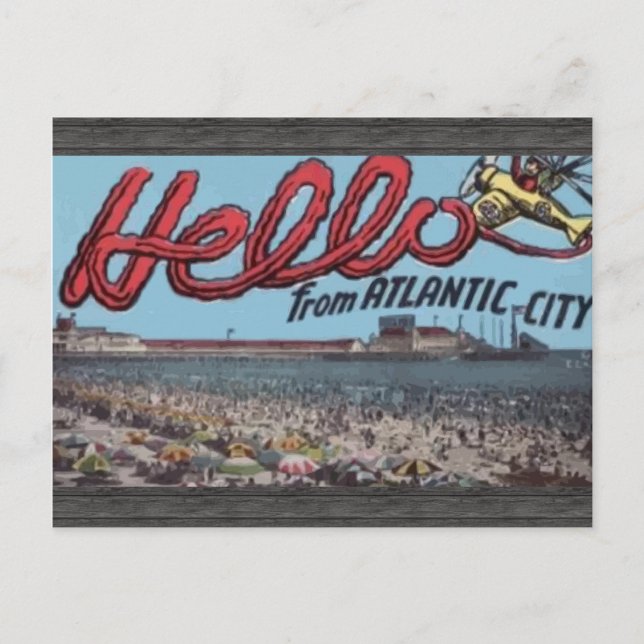 Hello From Atlantic City , Vintage Postcard (Front)