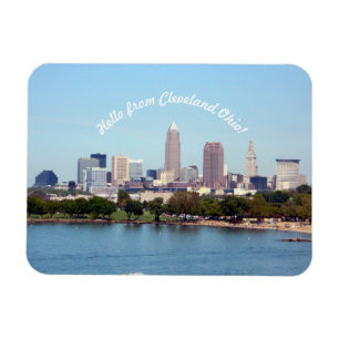 Hello from Cleveland Ohio Lake Skyline Magnet