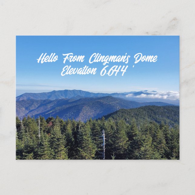 Hello From Clingman's Dome Great Smoky Mountains Postcard (Front)