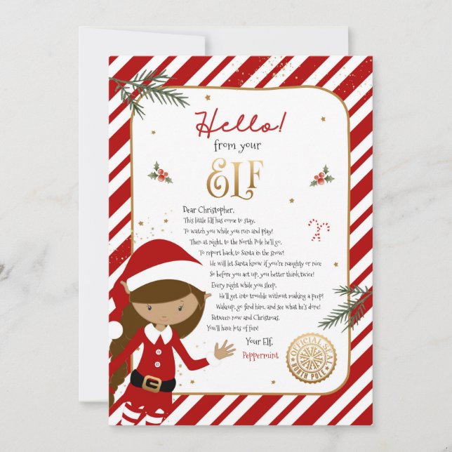 Hello from Elf Welcome Letter Invitation (Front)