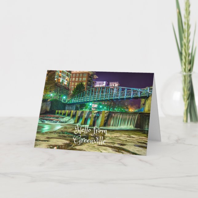 Hello From Greenville, South Carolina Reedy River  Card (Front)
