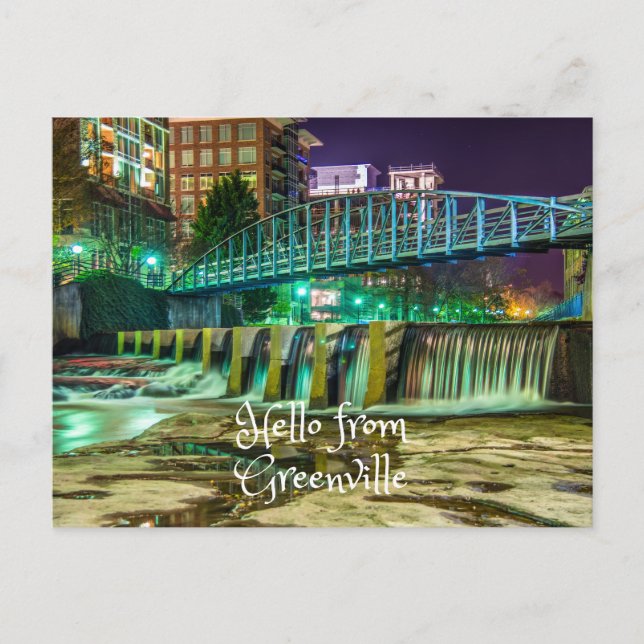 Hello From Greenville, South Carolina Reedy River Postcard (Front)