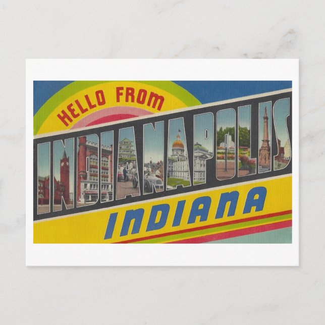 Hello from Indianapolis, Indiana Vintage Postcard (Front)