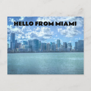 HELLO FROM MIAMI FLORIDA SKYLINE POSTCARDS
