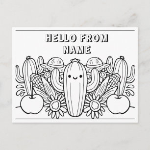 Hello from [Name] - Colorable Postcard for Kids