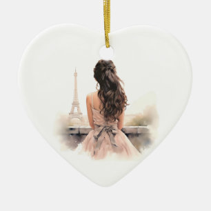 Hello From Paris Ceramic Heart Ornament