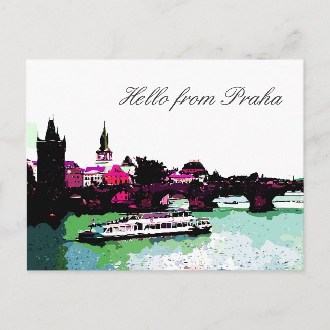Hello from Praha txt Postcard (Front)