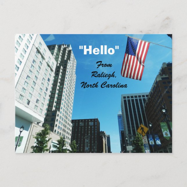 "HELLO",FROM RALIEGH postcard (Front)