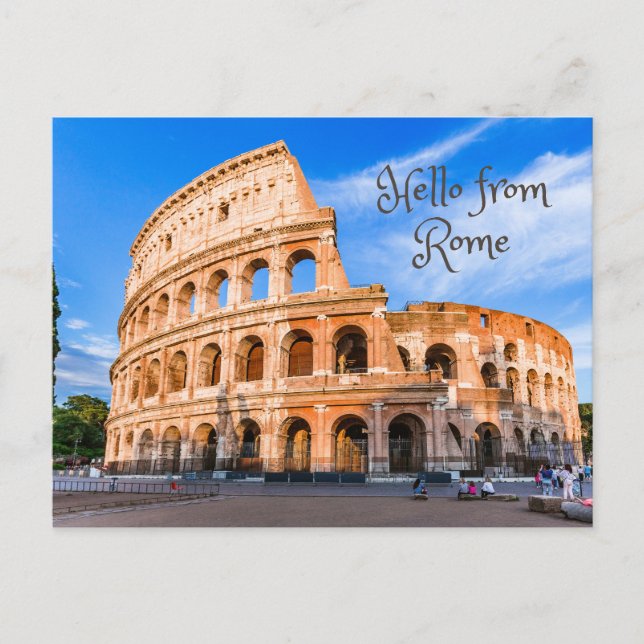 Hello from Rome, Italy. Ancient Colosseum  Postcard (Front)