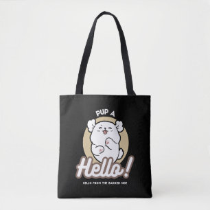 Hello from the Barked Side – Cute Dog Design Tote Bag
