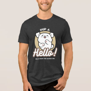 Hello from the Barked Side – Cute Dog Design Tri-Blend Shirt