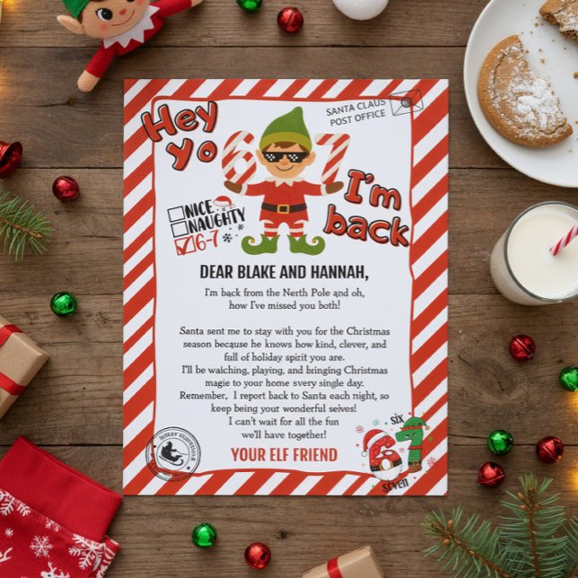 Hello from your Elf, Christmas Elf Arrival letter Invitation (Creator Uploaded)