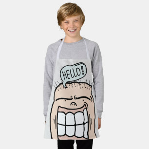 Hello funny cartoon smiling cute kids  apron