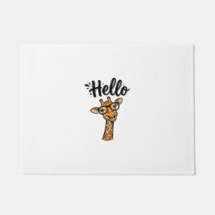 Hello Giraffe Vintage Engraving Cute Animal Shirt_ Doormat